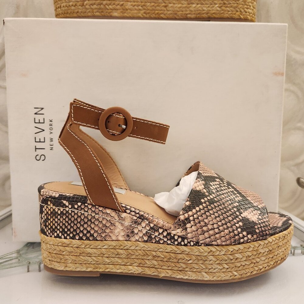 Steven By Steve Madden "Kini" Natural Multi Wedge sandals. NIB. Size 9